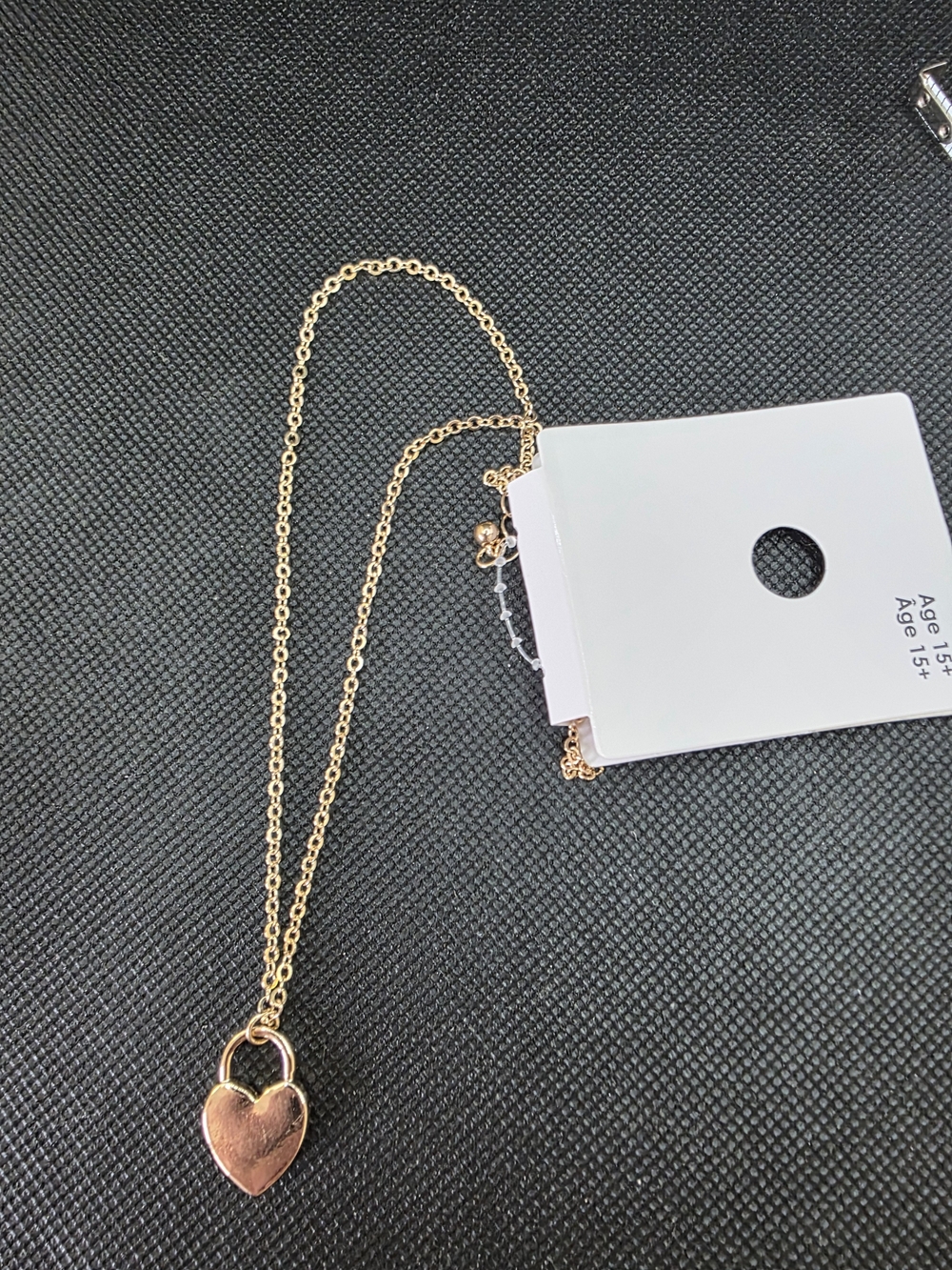 GAP Gold Heart Lock Pendant Necklace 16.5"-18.5"